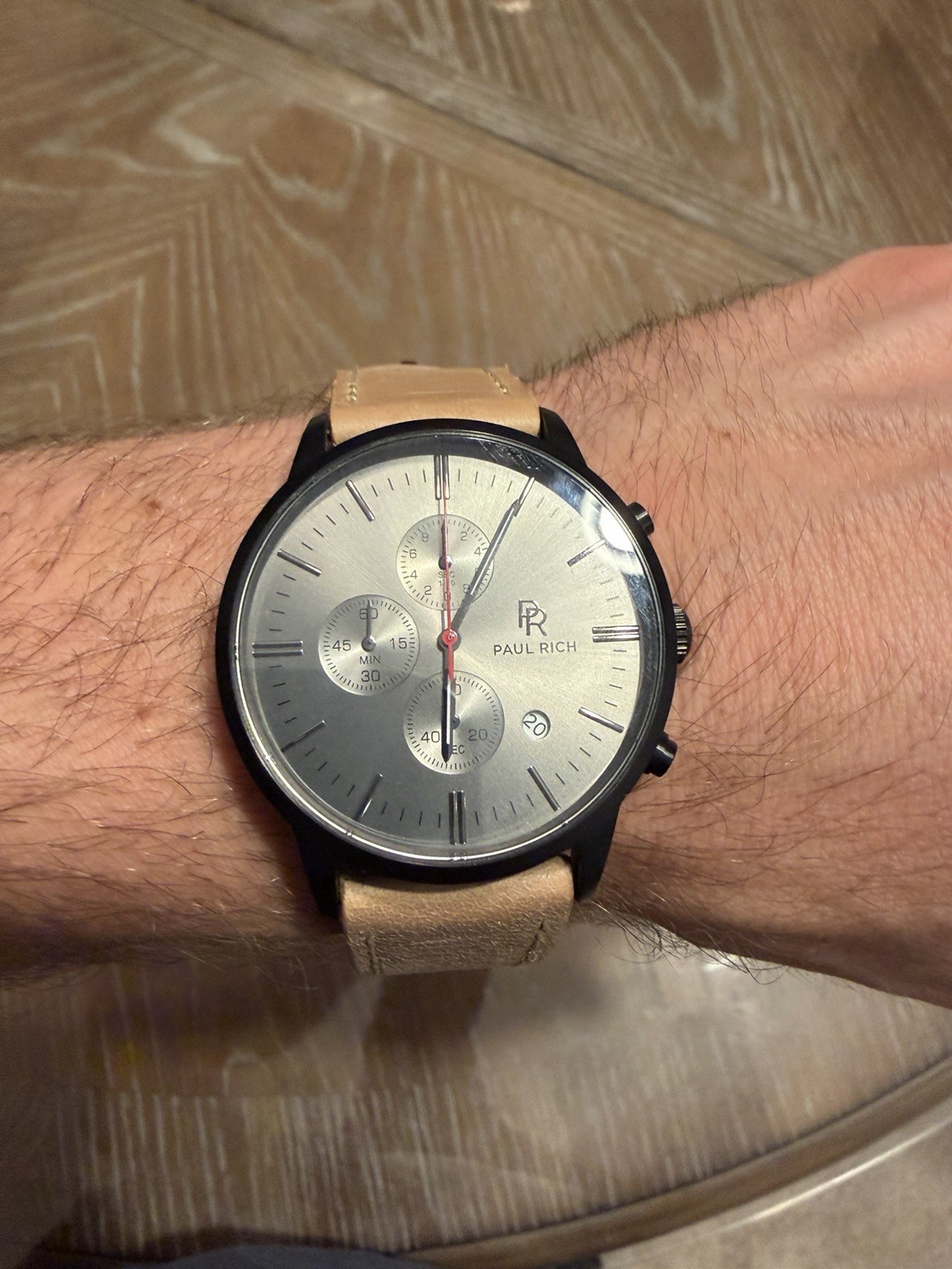 Paul Rich PR11-M Quartz Chronograph Date Gray Dial Black Steel Beige Strap