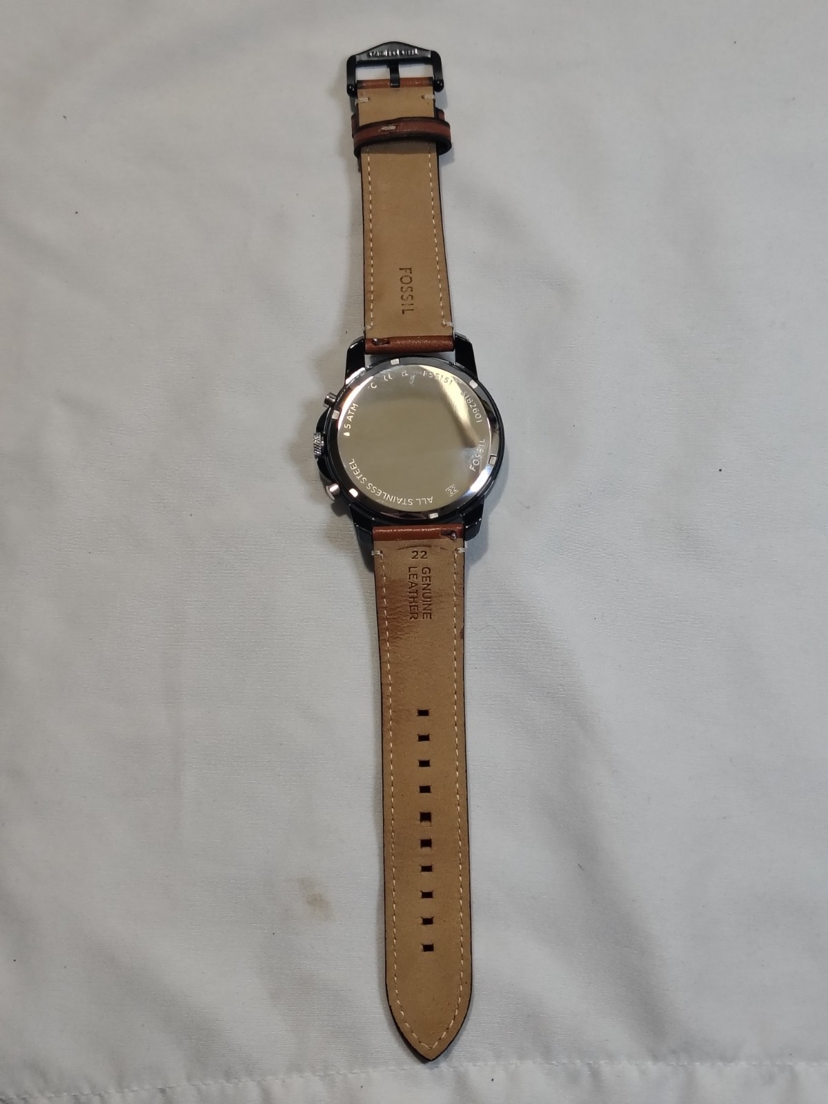 New Fossil Men’s Grant Chronograph Light Brown Leatger Strap 44mm Blue Dial