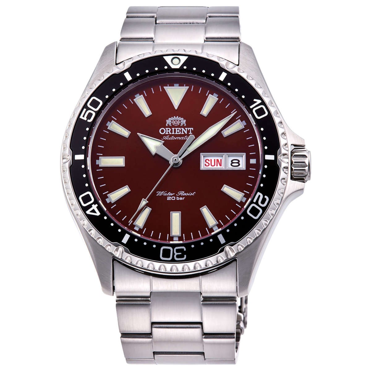 Orient Men’s Kamasu Mako III Day Date Red Dial Automatic 42mm Watch RA-AA0003R
