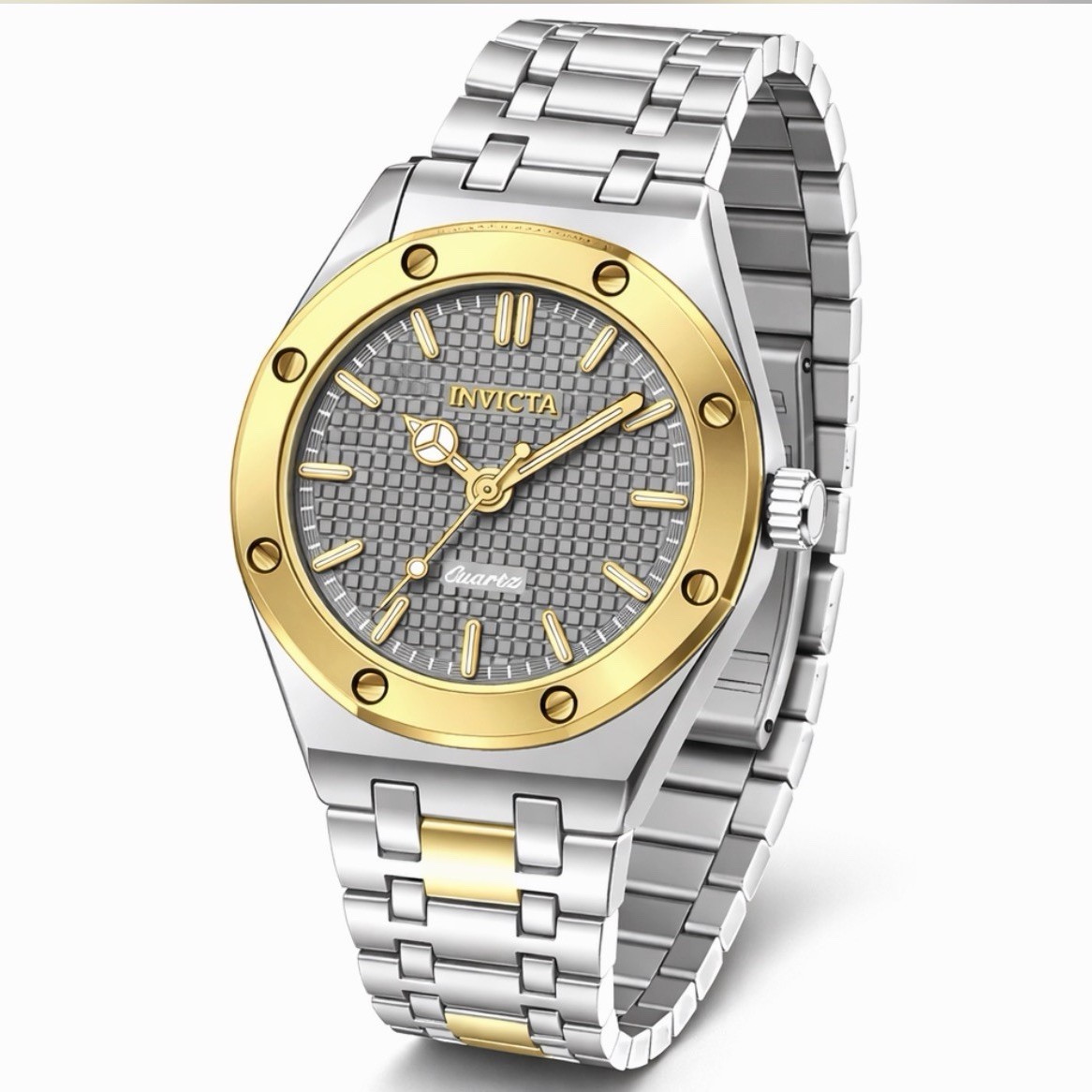 Invicta Woman’s Celestial Two-Tone SS Bracelet Watch Gray Textured Dial Box