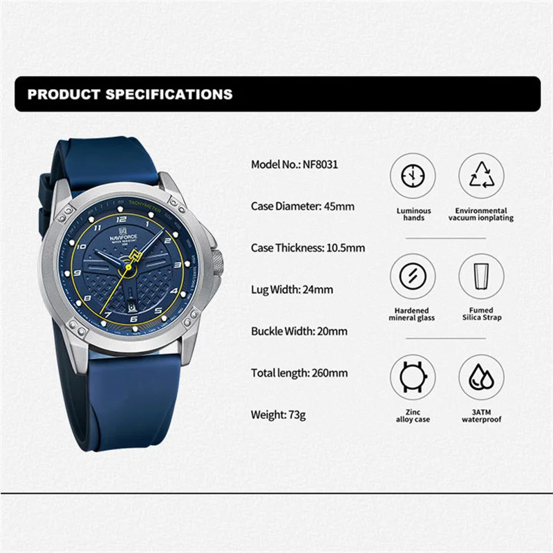 Men’s Casual Quartz Watch Sport Waterproof Silicone Strap Luminous Wristwatch