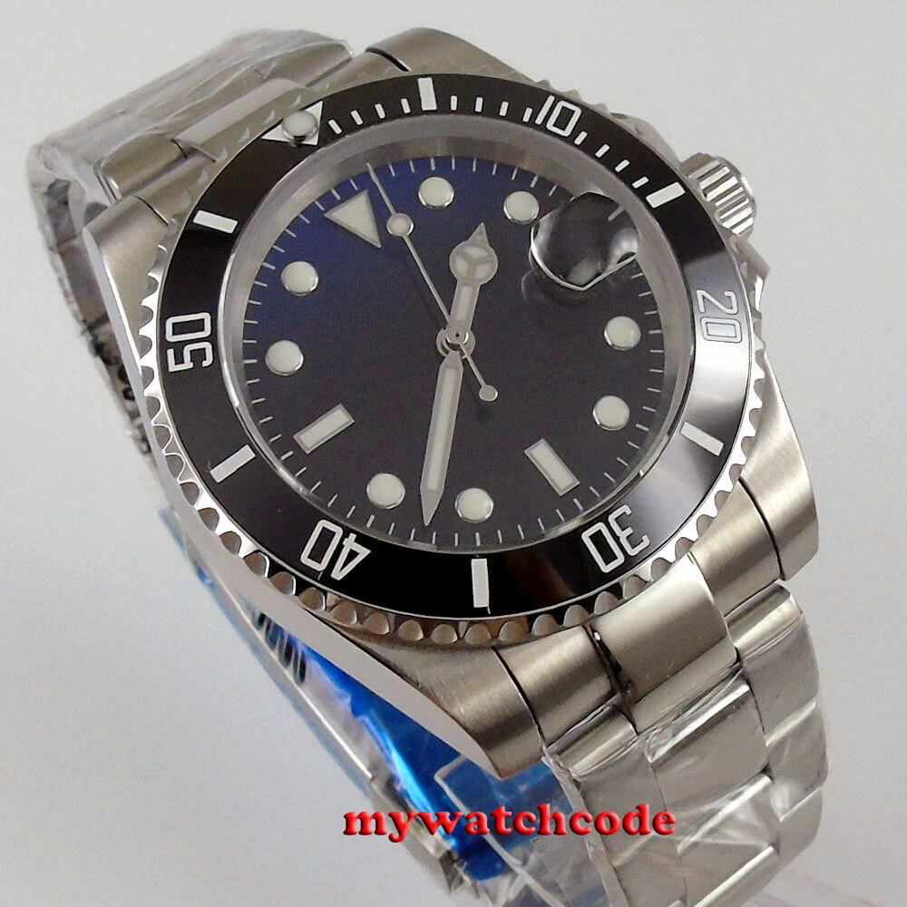 40mm BLIGER Blue Fade Dial Ceramic Bezel NH35A Automatic mens Watch Sapphire