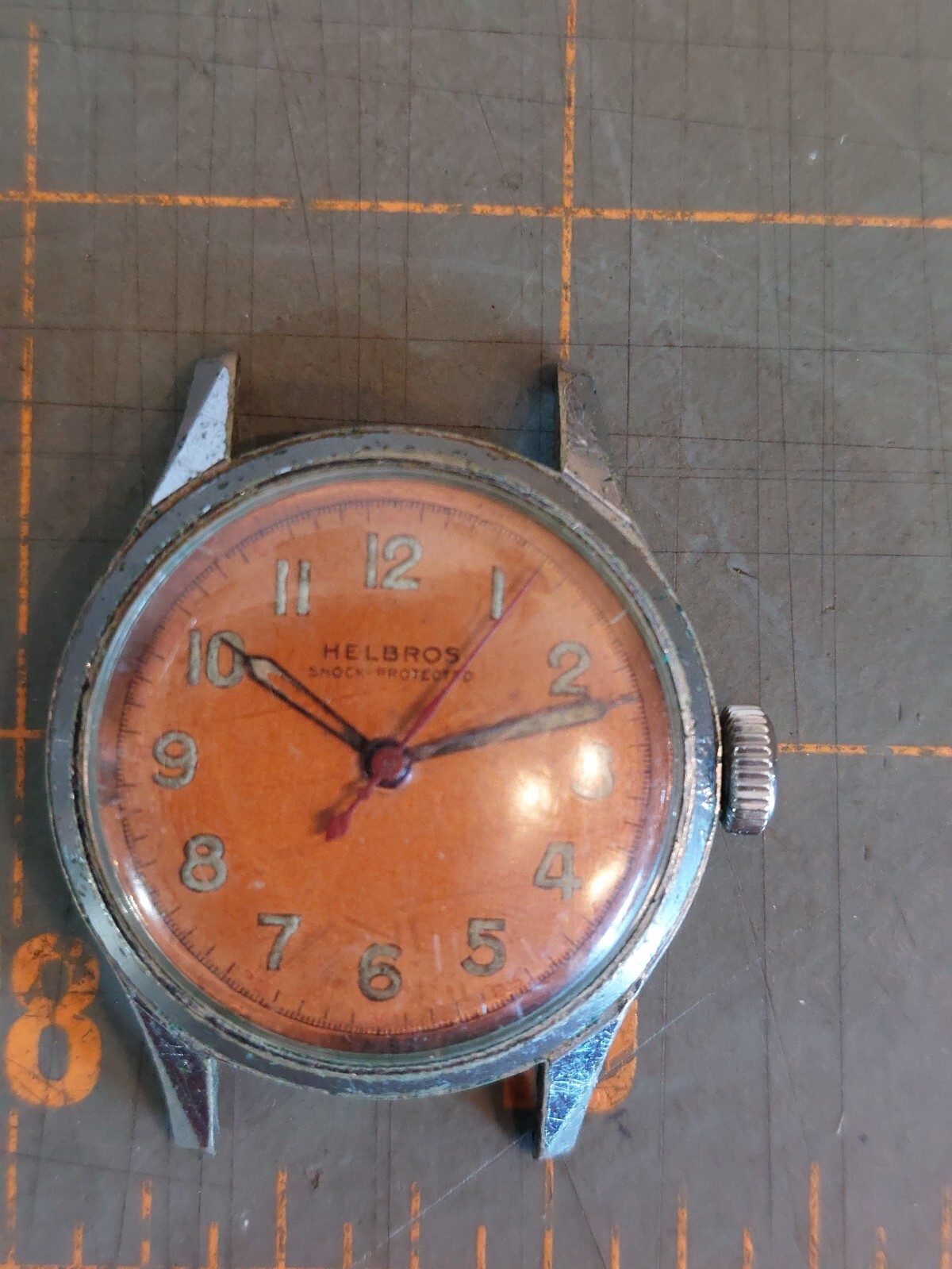 Vintage Helbros Military Watch Shock Protected Waterproof Warranted Semi Works