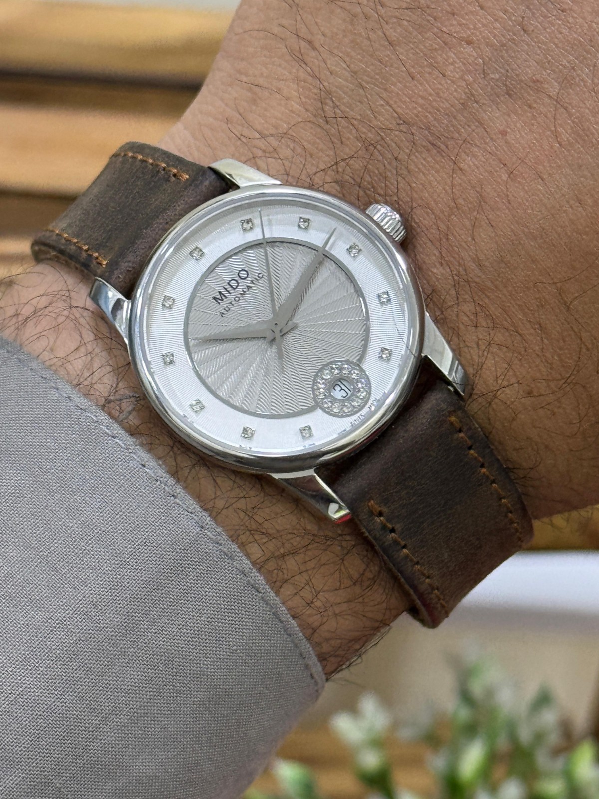 Mido Automatic Silver and white Dial Unisex Watch Swiss ETA 2824 Stainless steel