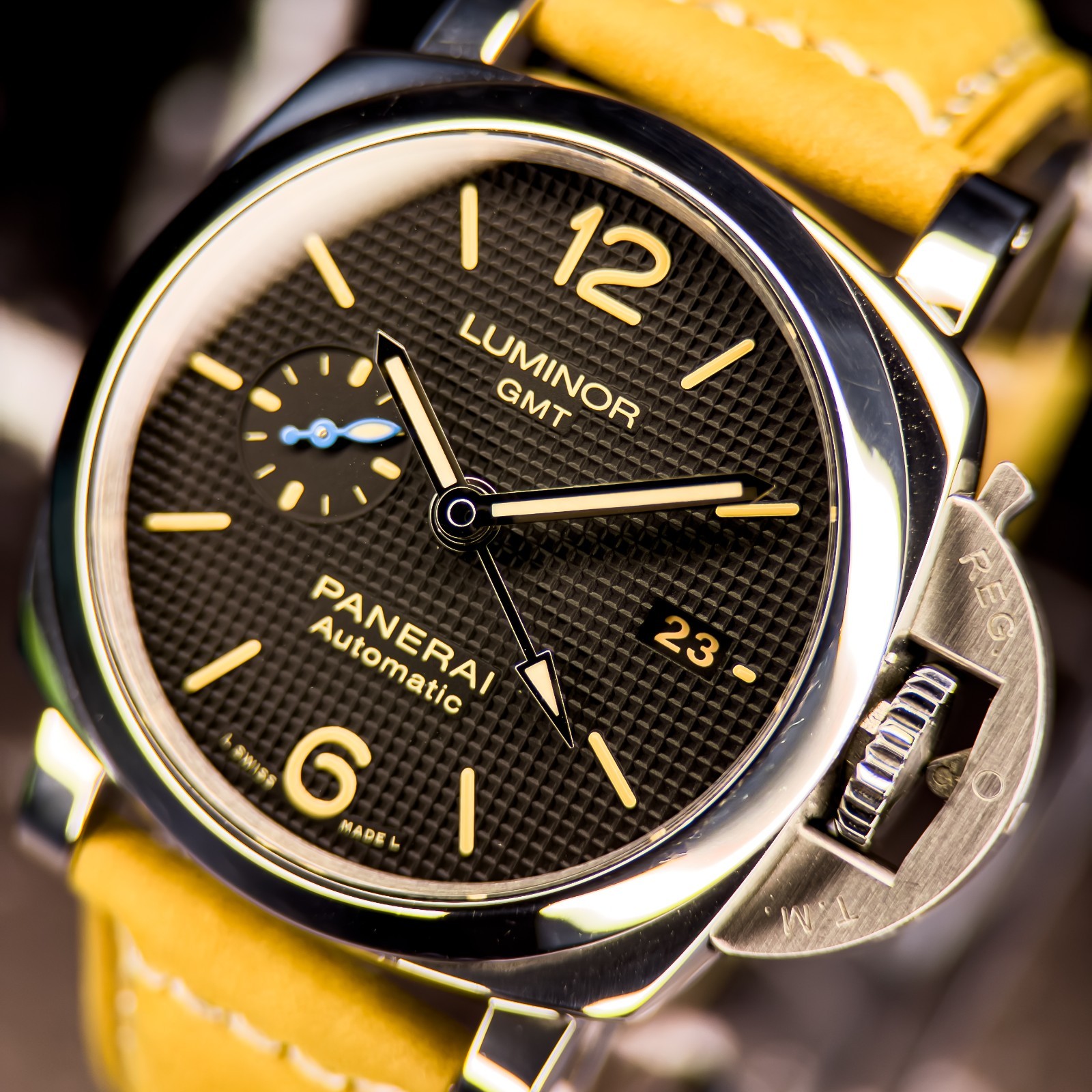 Panerai Luminor 1950 GMT 42mm Steel Hobnail Dial PAM01535 – PAM 1535 – B & P