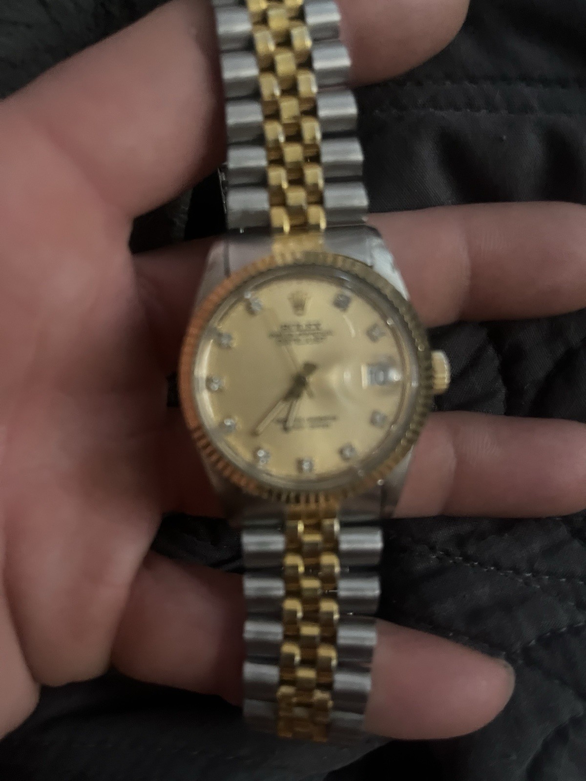 Rolex Datejust Two-Tone Jubilee Bracelet Fluted Gold Bezel Gold Dial Date