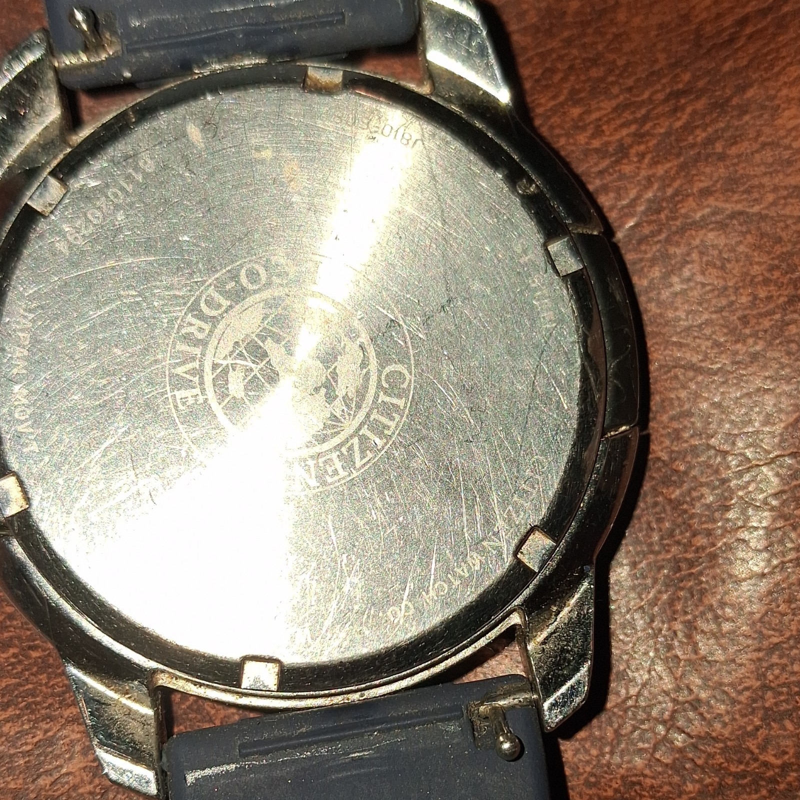 Citizen Eco-Drive Quartz WR100 Black Dial Date Blue Rubber Strap Men’s 42mm