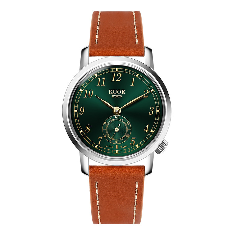 KUOE KYOTO OLD SMITH 90-007 Small Seconds Automatic Green Dial Whiskey Strap New