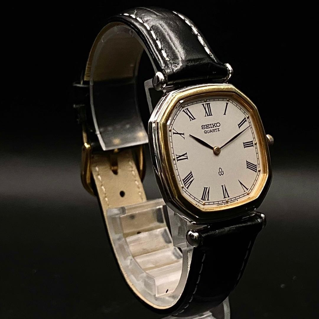 Seiko Dolce Octagon 6020-5750 Black Quartz Watch Vintage Japan 0610681