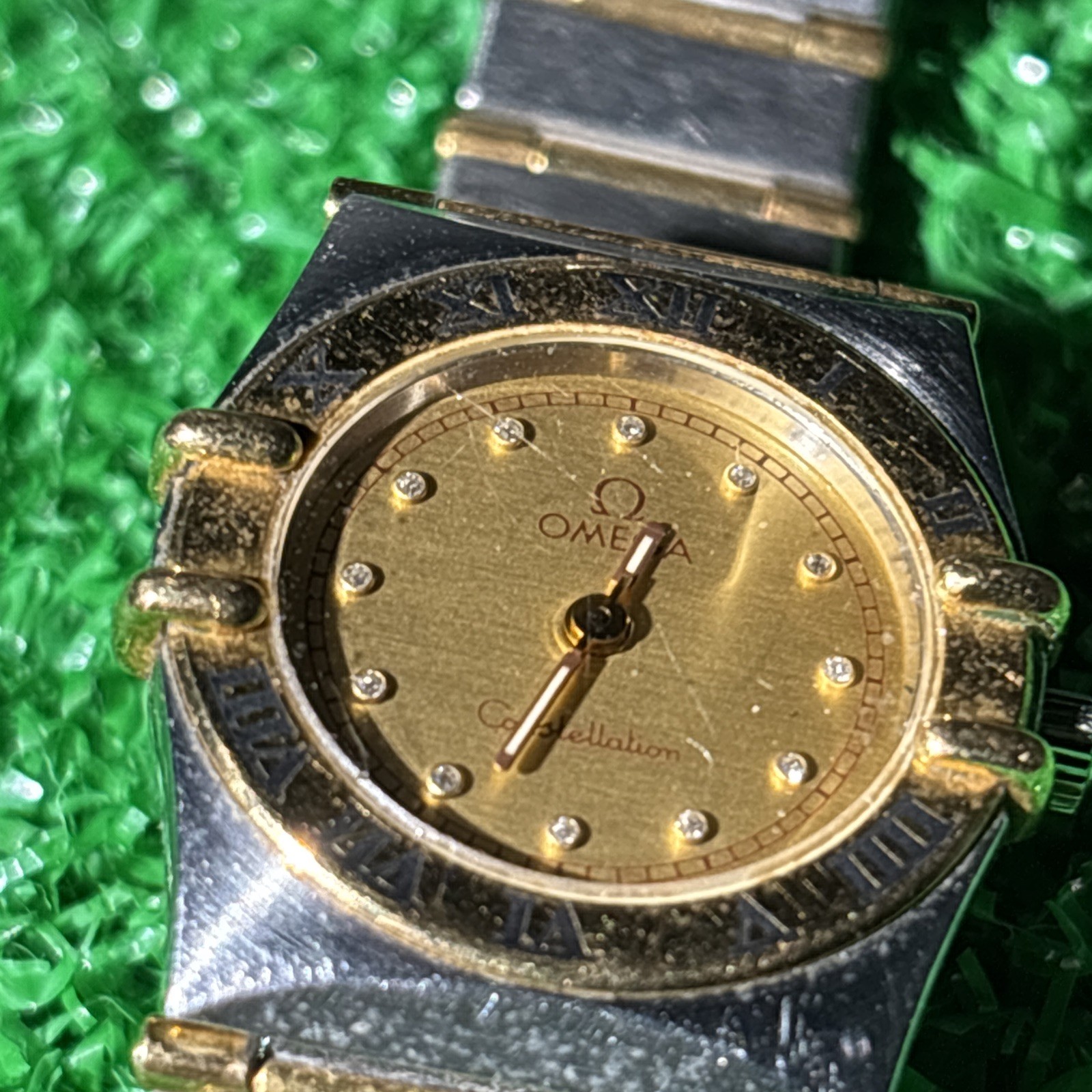 LADIES OMEGA CONSTELLATION WATCH 18 K GOLD AND STAINLESS STEEL