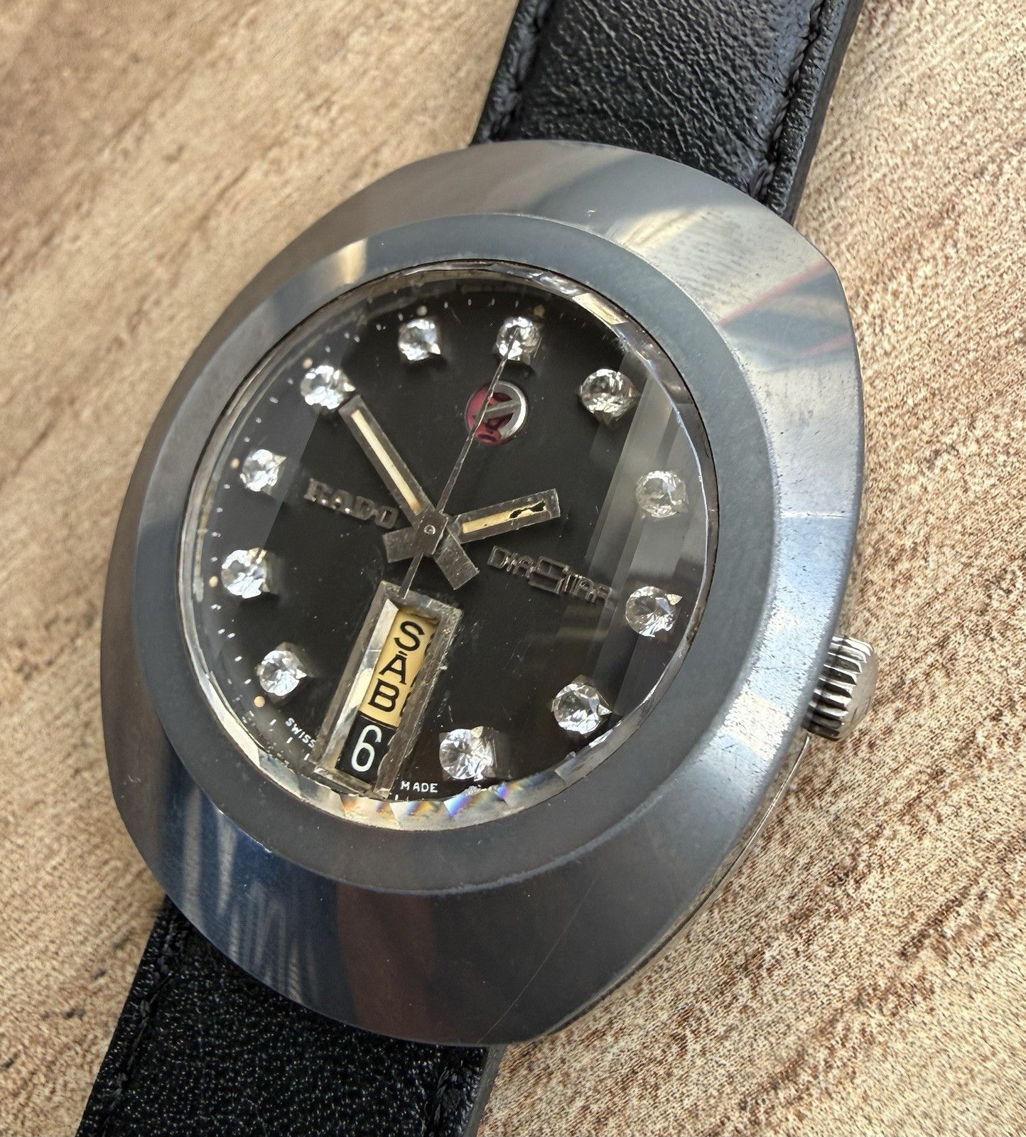 Rado DiaStar 1960s Automatic Tungsten Carbide Faceted Crystal Gem Dial