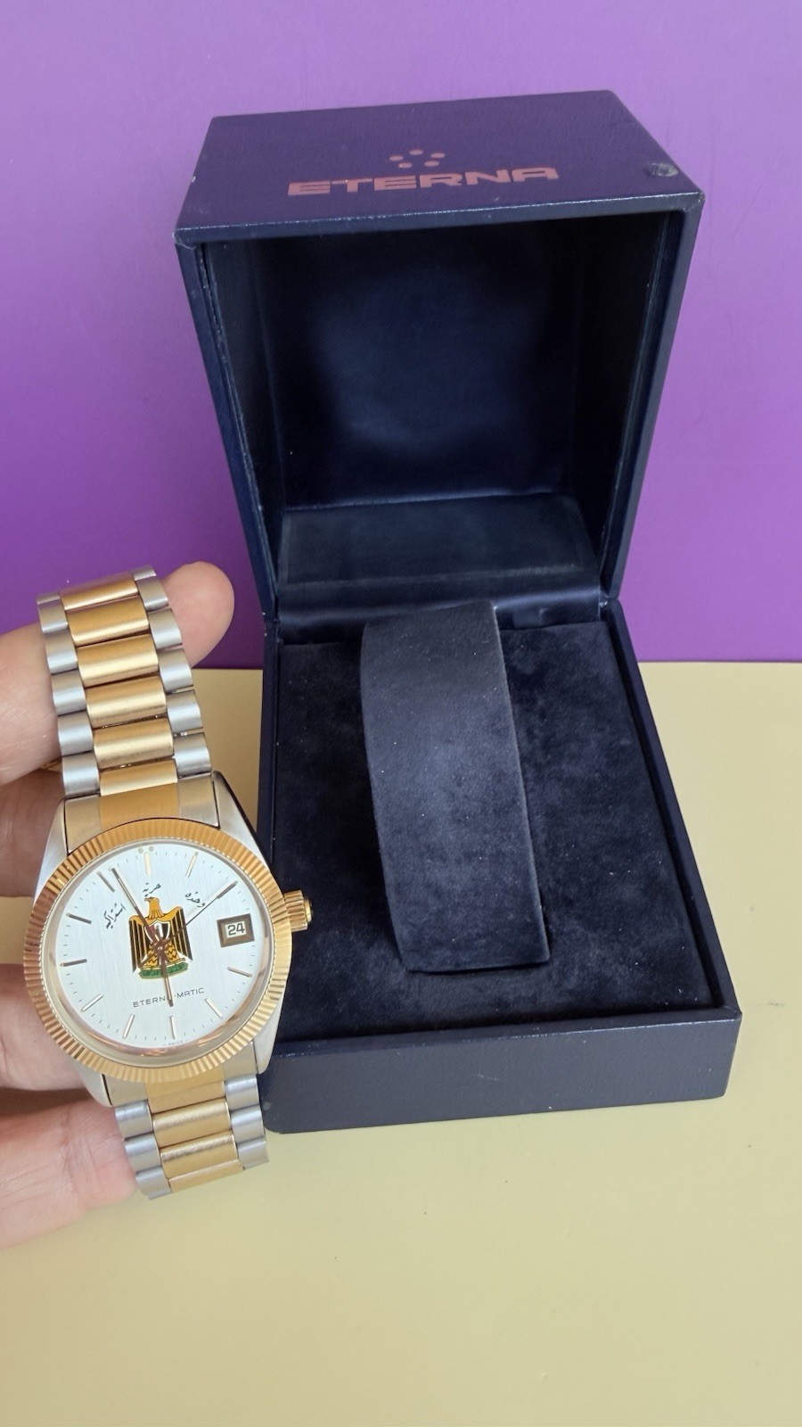 Automatic ETERNA President Saddam Hussein Iraq Watch Men Black Dial New Box R1