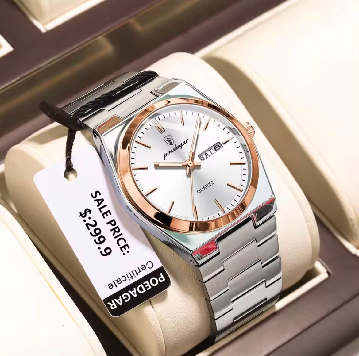 POEDAGAR Luxury Men’s Watches Waterproof Luminous Date Week Men Watch Stainless