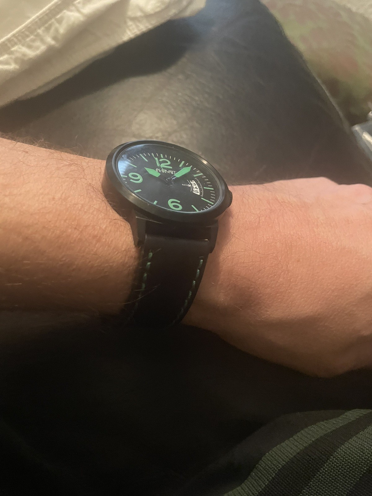 August Steiner Brushed Black Steel Men’s Watch (model AS8012GN) 44mm