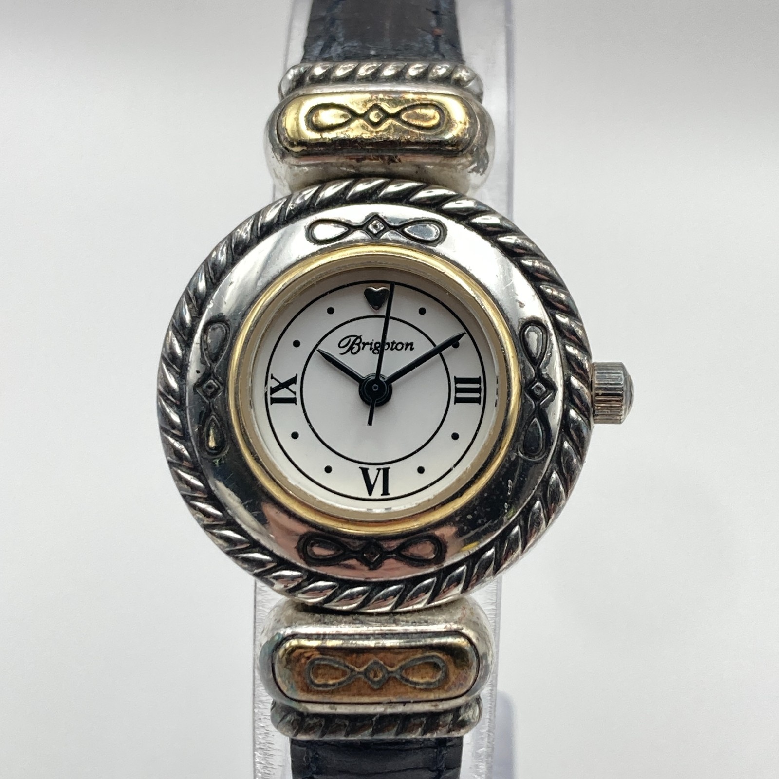 Brighton Cody Women’s Watch 24mm Silver Gold Tone Reversible New Battery 7.5″