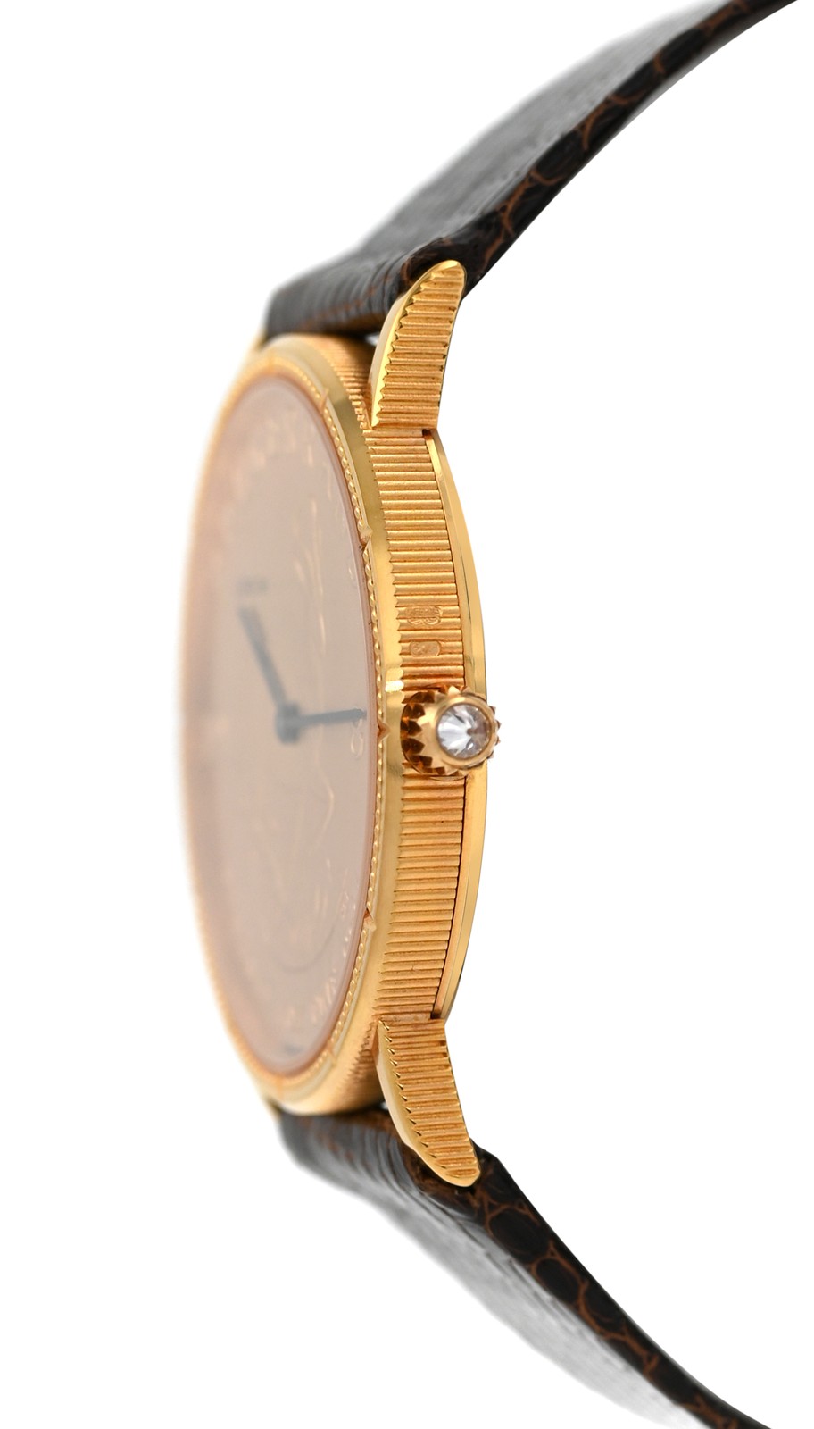 Vintage Corum 1 OZ 18K Gold Coin Krugerrand South Africa 1983 Diamond 34MM