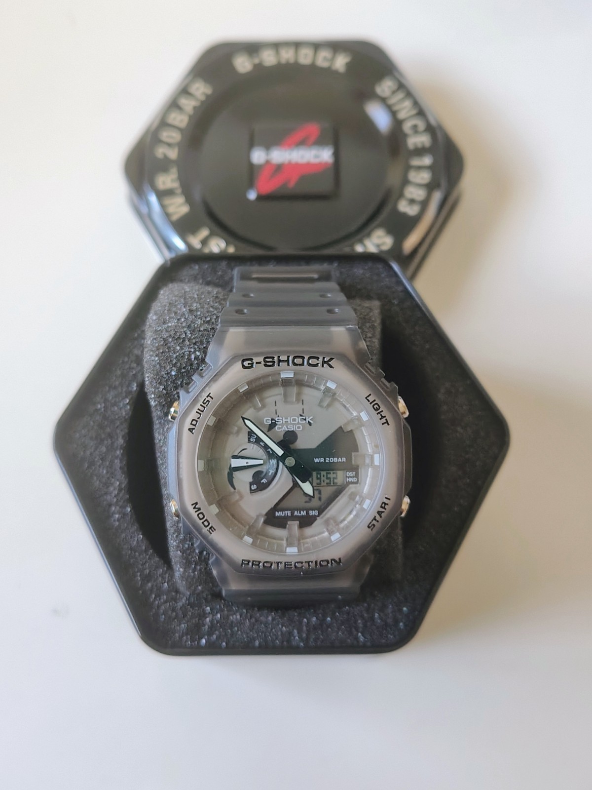 Casio G-SHOCK Analog-Digital Gray Resin Watch 200m Quartz Alarm w/ Box