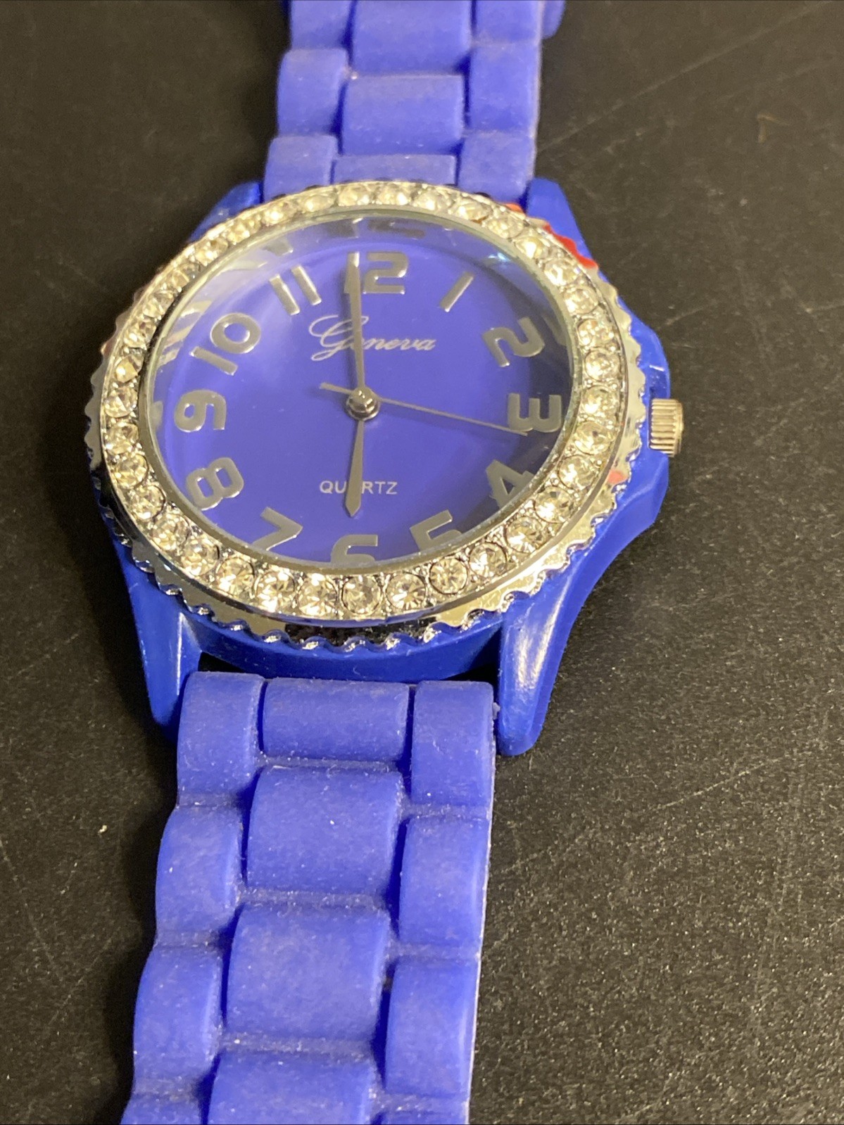 Geneva Silver Tone Purple, Blue Dial And Band Women’s Quartz Watch New Battery