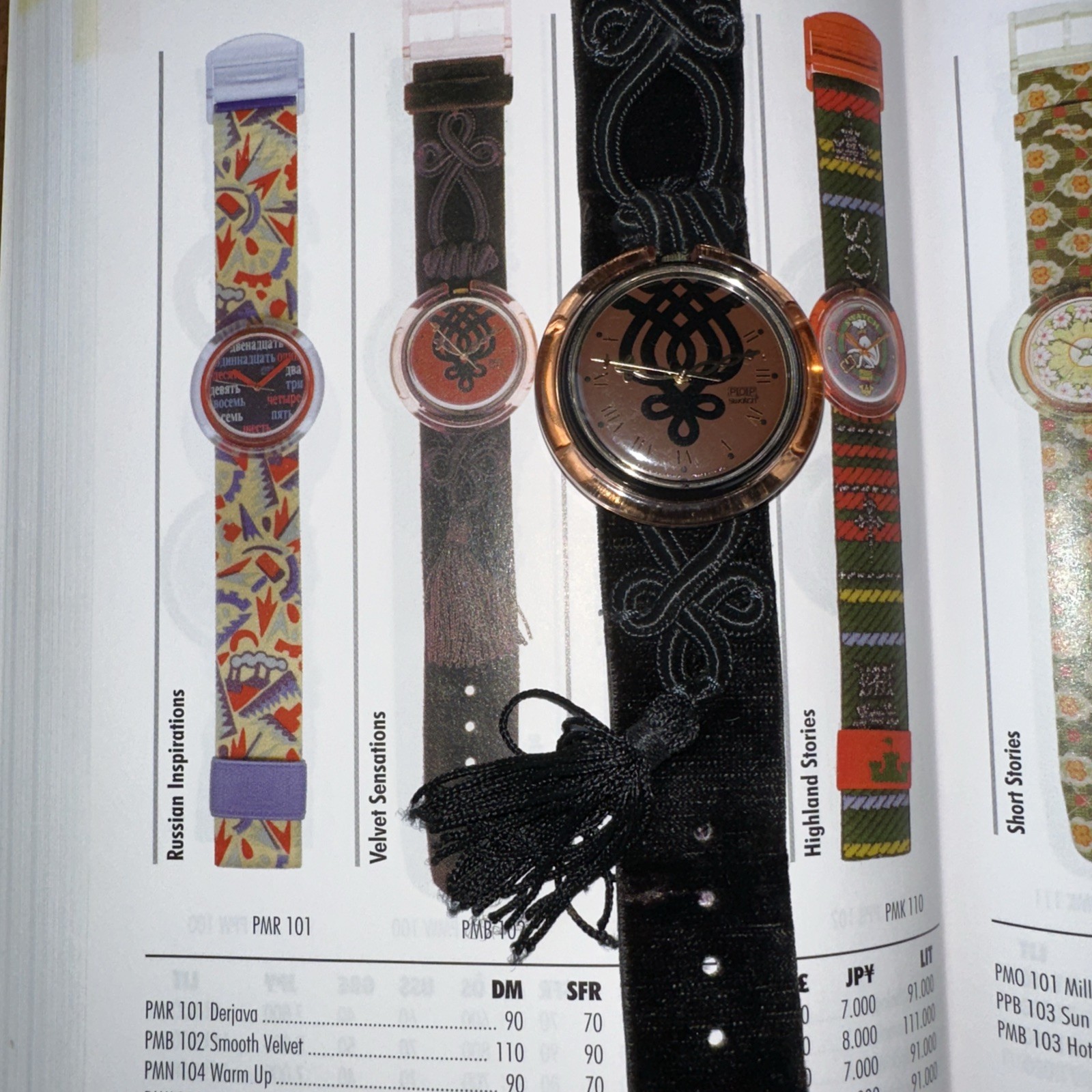 1995 Swatch Pop Smooth Velvet PMB102 Midi Rose Dial Black Velvet Strap Watch