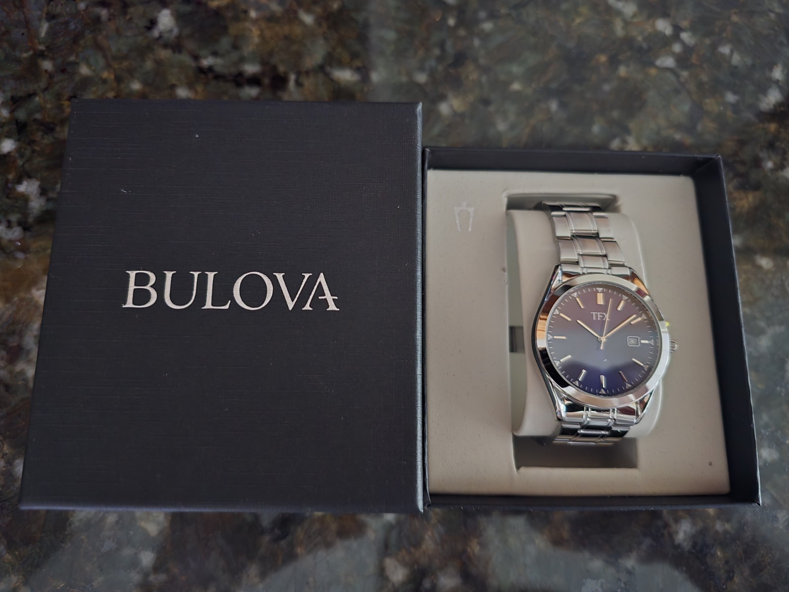TFX by Bulova Men’s Blue Sunray Dial Quartz Watch Date Stainless Steel 36B107