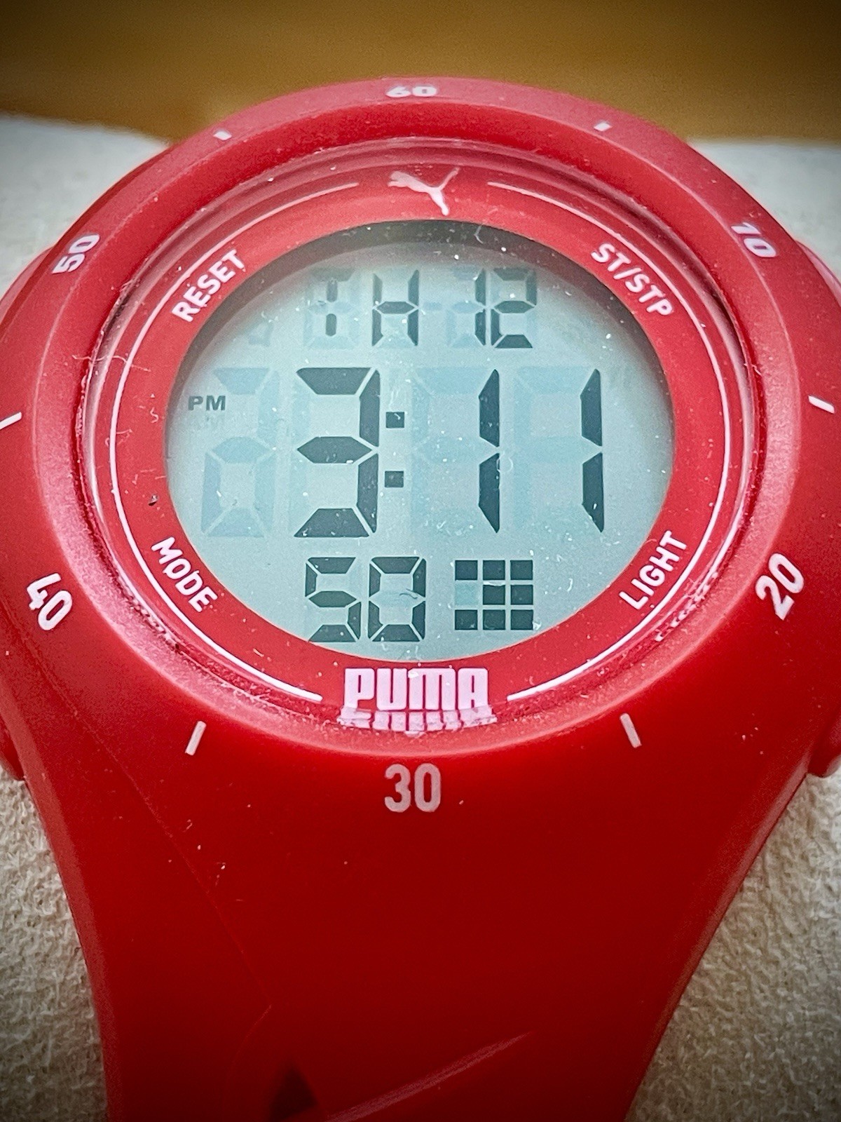 PUMA Women’s Watch P6023- Puma 3 LCD, Red Tone Polycarbonate – New!