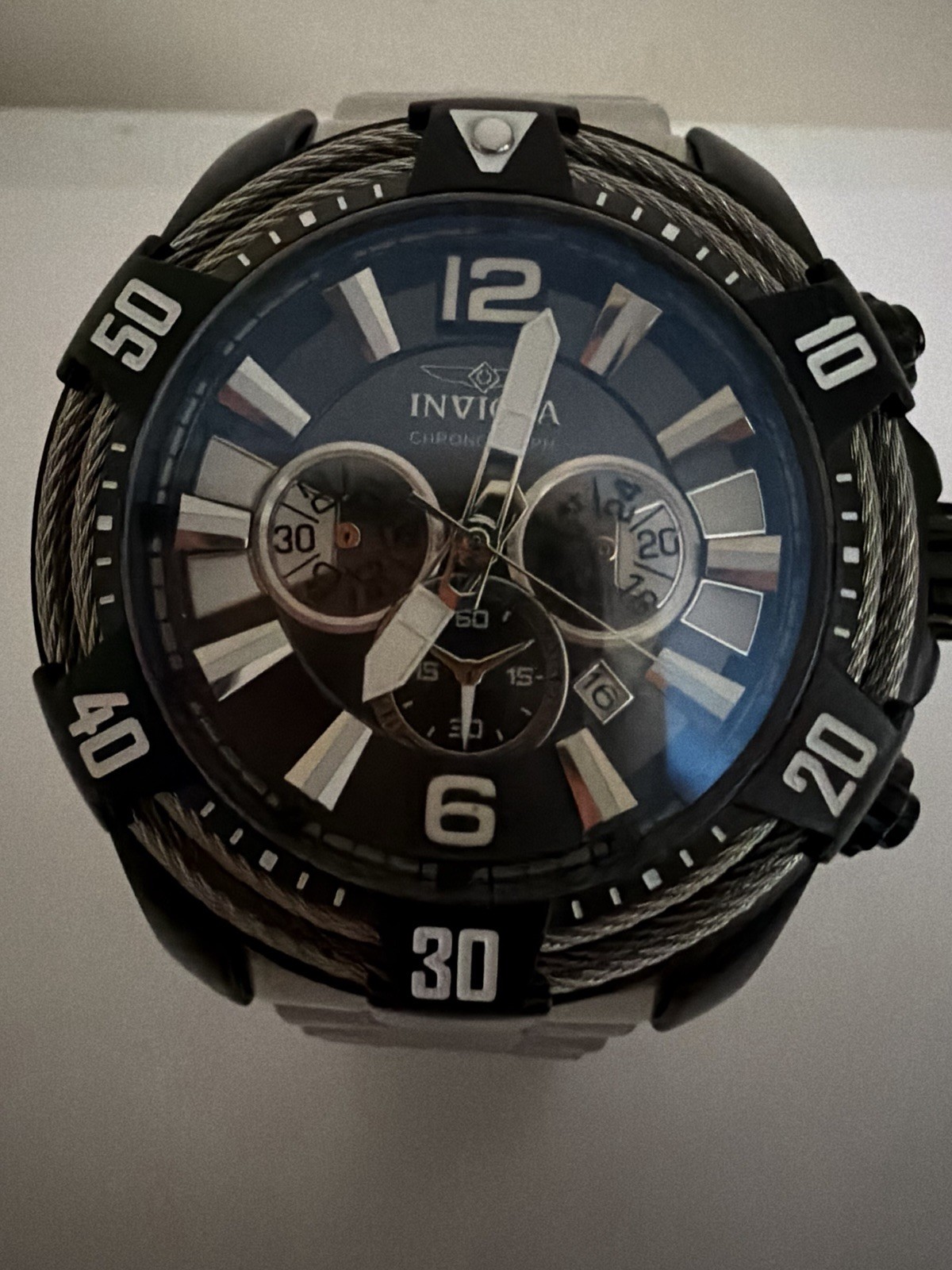 Invicta Bolt Men’s Quartz Chronograph Date 100m Black Dial Steel Bracelet