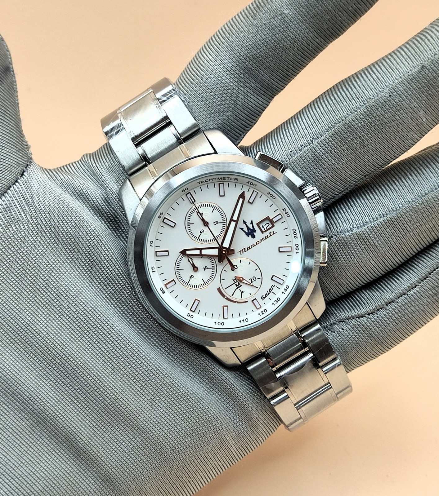 Amazing Meserati Tachymeter Chronograph Analog Refurbished Men’s Wrist Watch