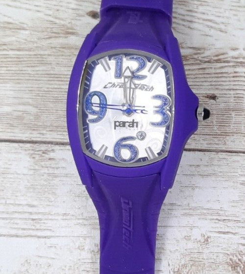 Chronotech Purple Parah Rectangle Unisex Watch Men Women Polycarbonate Rubber