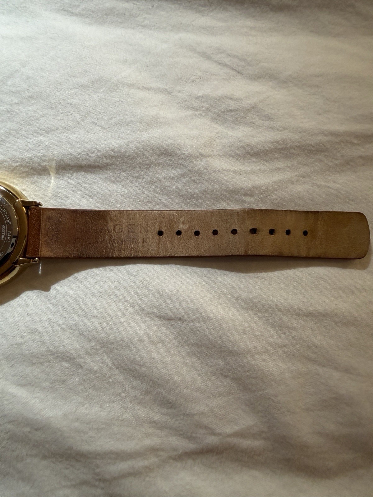 Skagen Denmark Women’s Quartz Watch Gold Case Brown Leather Strap 26mm 30m