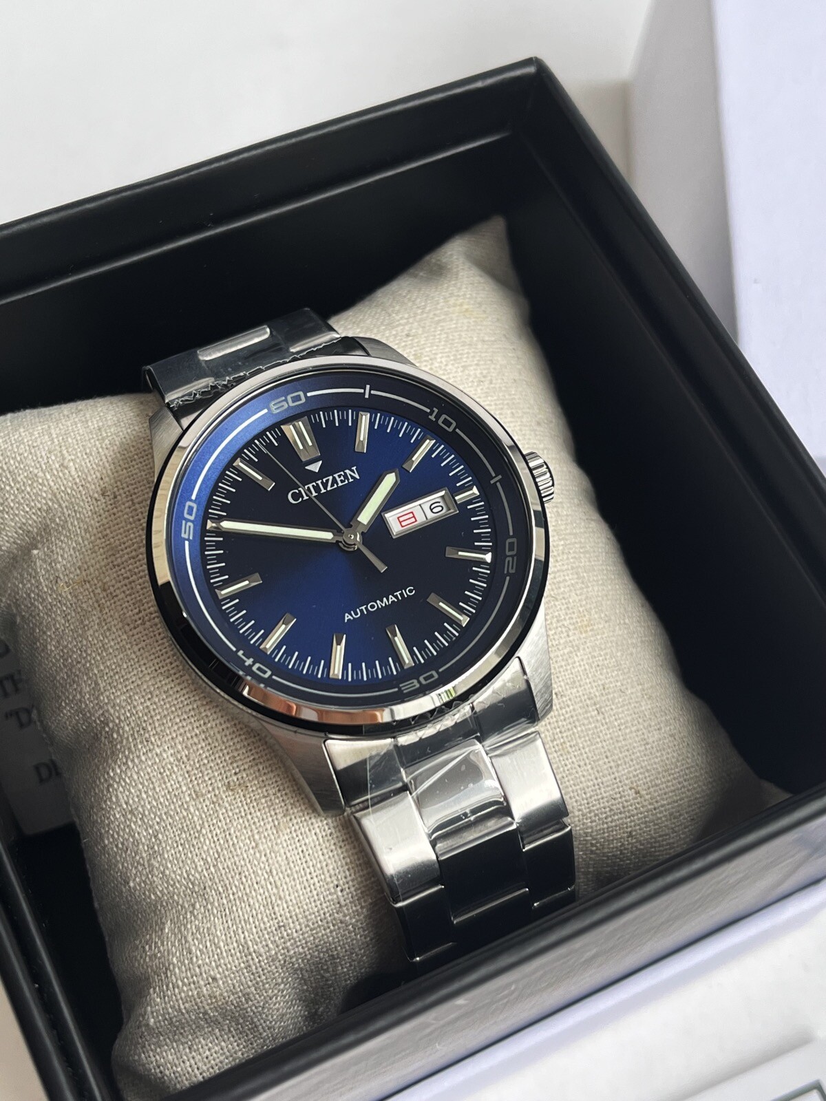 New! Citizen Automatic Watch NH8400-87L Kanji English Day & Date Blue Dial