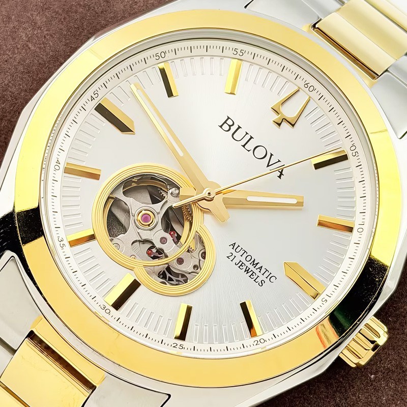 Bulova Surveyor 98A284 Men’s Automatic Watch Stainless Steel Gold Silver Dial