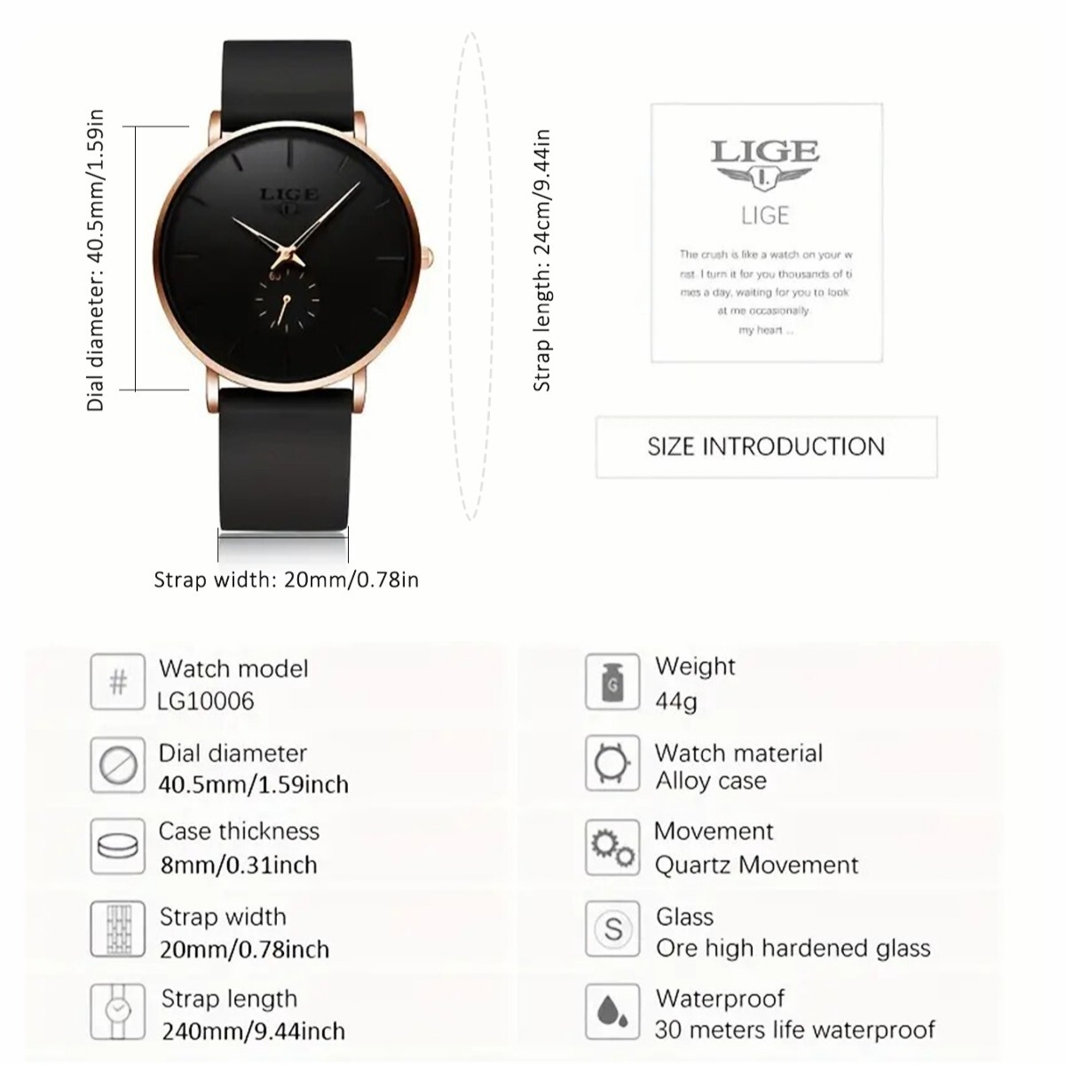 LIGE Men’s Watch Ultra-thin Stainless Steel Quartz Waterproof Luxury Wristwatch