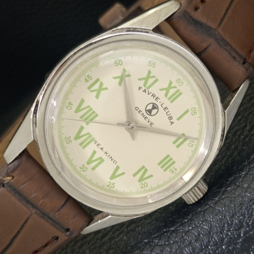 FAVRE LEUBA SEA KING VINTAGE HAND-WINDING SWISS MENS CREAM DIAL WATCH a703819-1