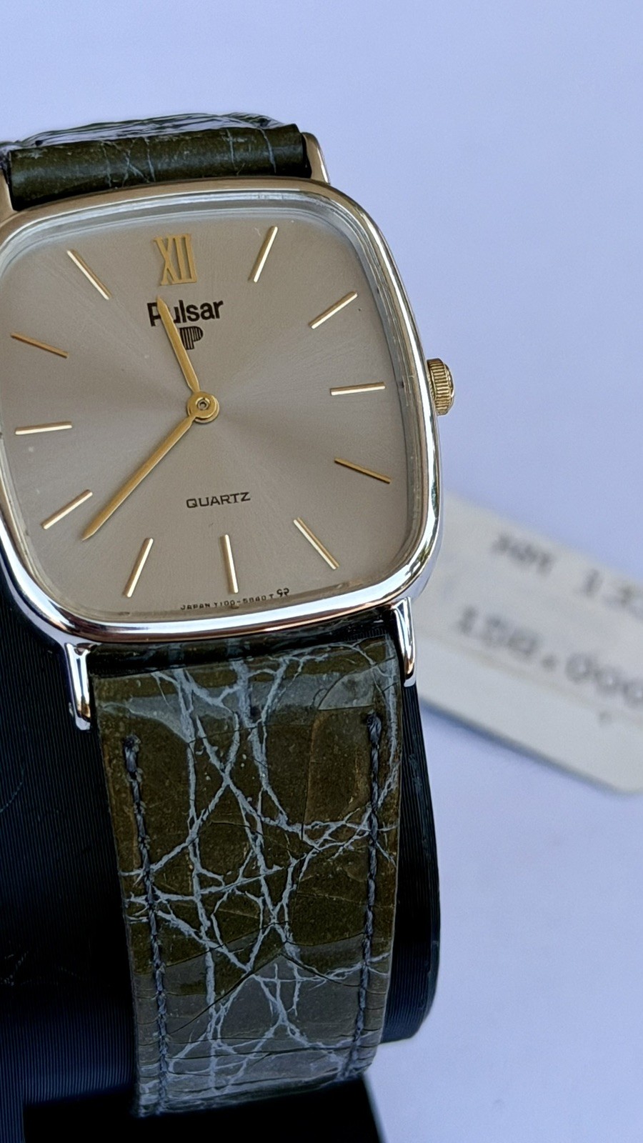 Pulsar V329-6030 Quartz NOS 28x30mm Gold Tone Vintage 1980s Seiko Japan Rare