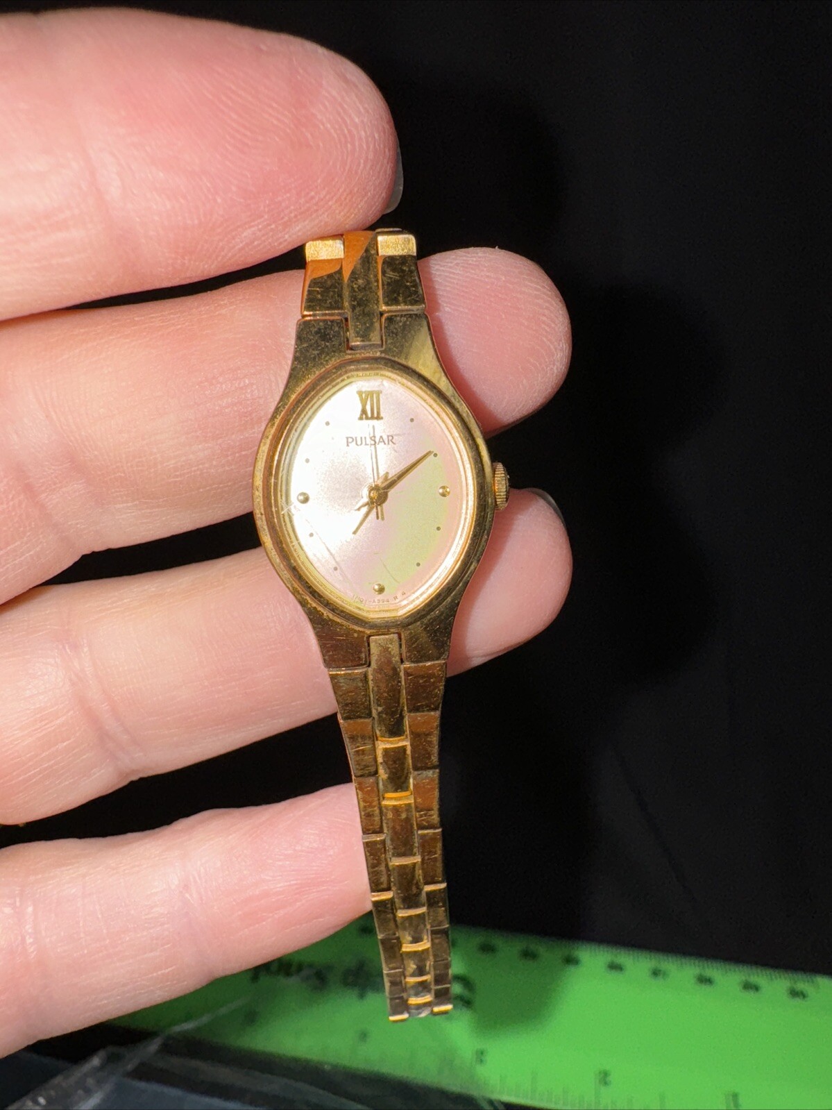 Pulsar Rare Eye Shaped Gold Case One Piece Strap Antique Watch Untested