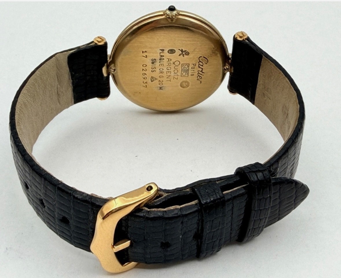 Cartier must de Cartier Original Maroon Burgundy Dial 18K Gold Plated 30mm WORKS