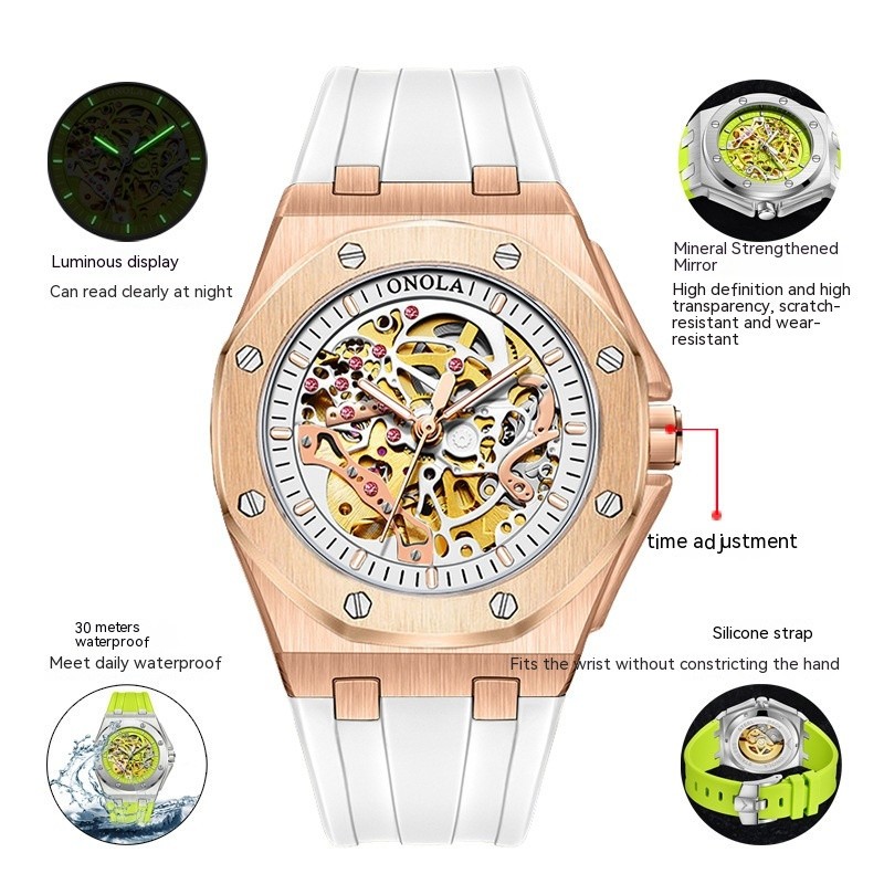ONOLA Sports Men Wristwatch Waterproof Automatic Mechanical Watches Luminous