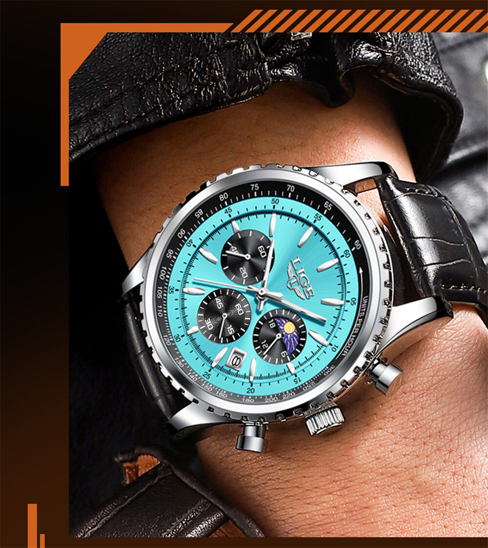 LIGE Men Business Watch Top Brand Luxury Men Wrist Watch Casual Leather Watches