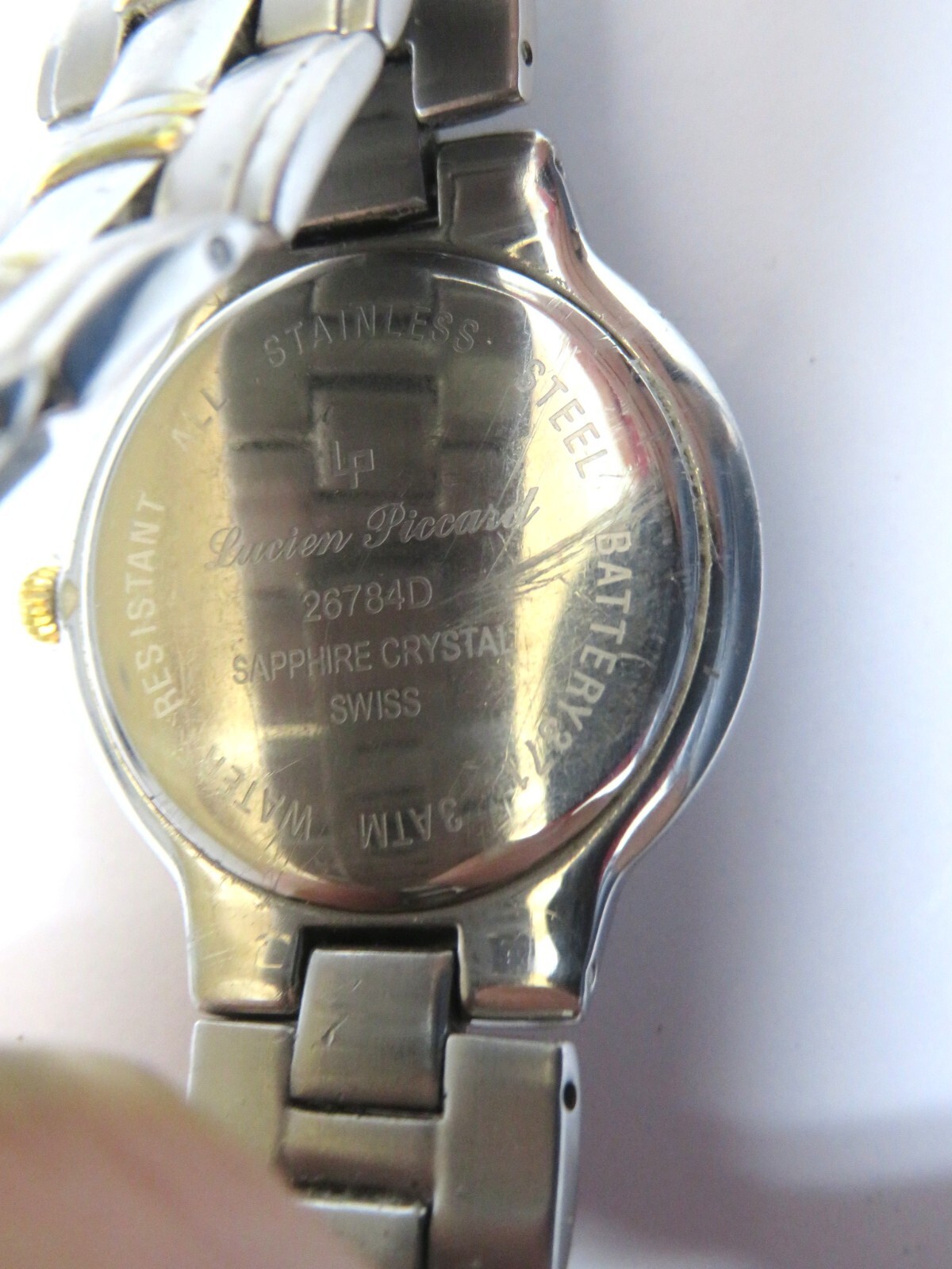 Lucien Piccard Watch with Sapphire Crystal, Diamond Chip Hour Marks SS Band