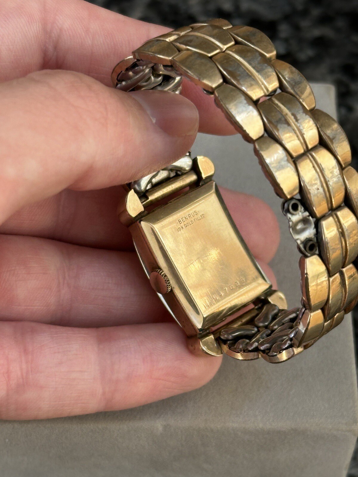 Vintage 1950s Benrus Model BO1 17j 10K Gold Filled Swiss Tank Watch – Runs !