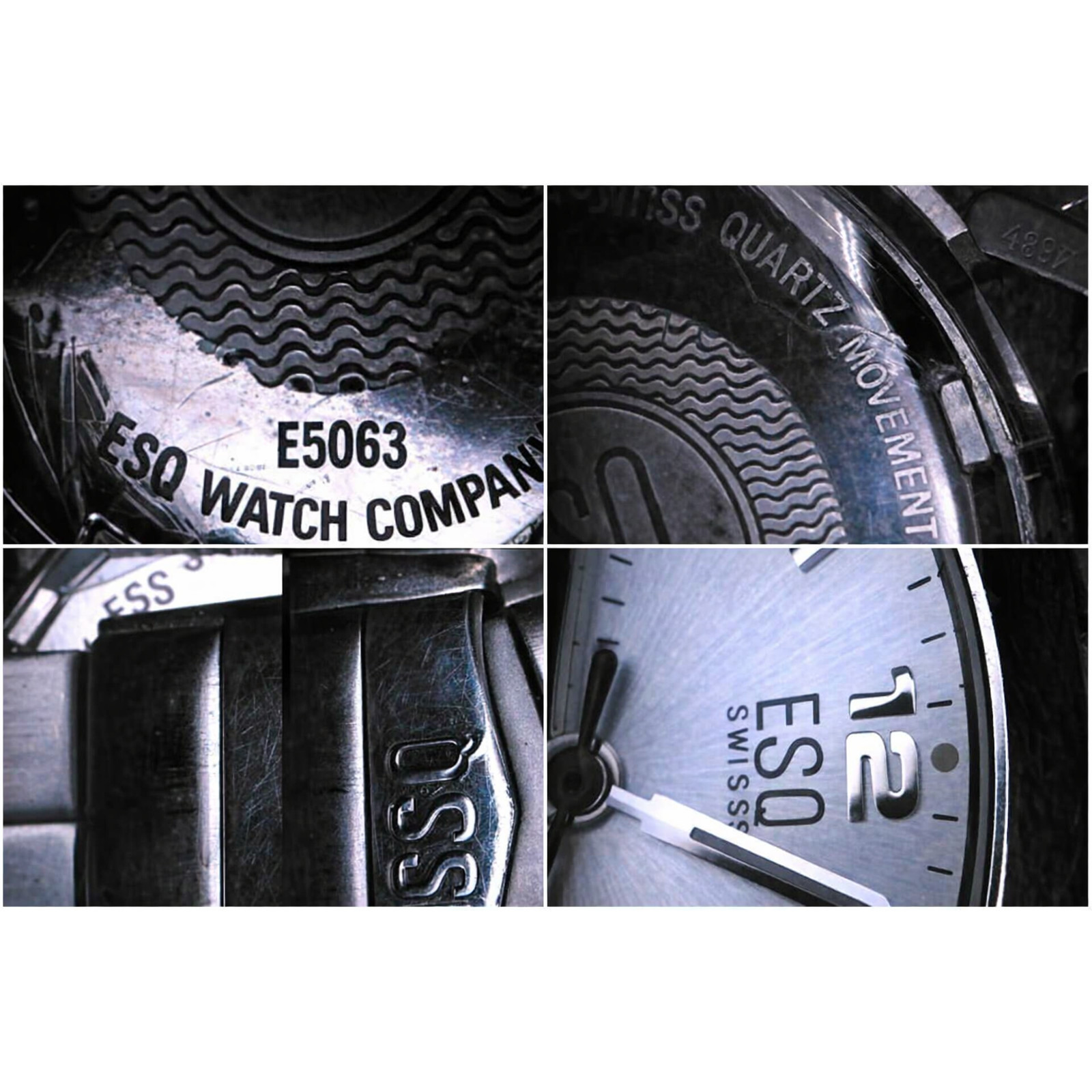ESQ Swiss Men E5063 Dress Formal Silver Tone Quartz Watch New Battery #503