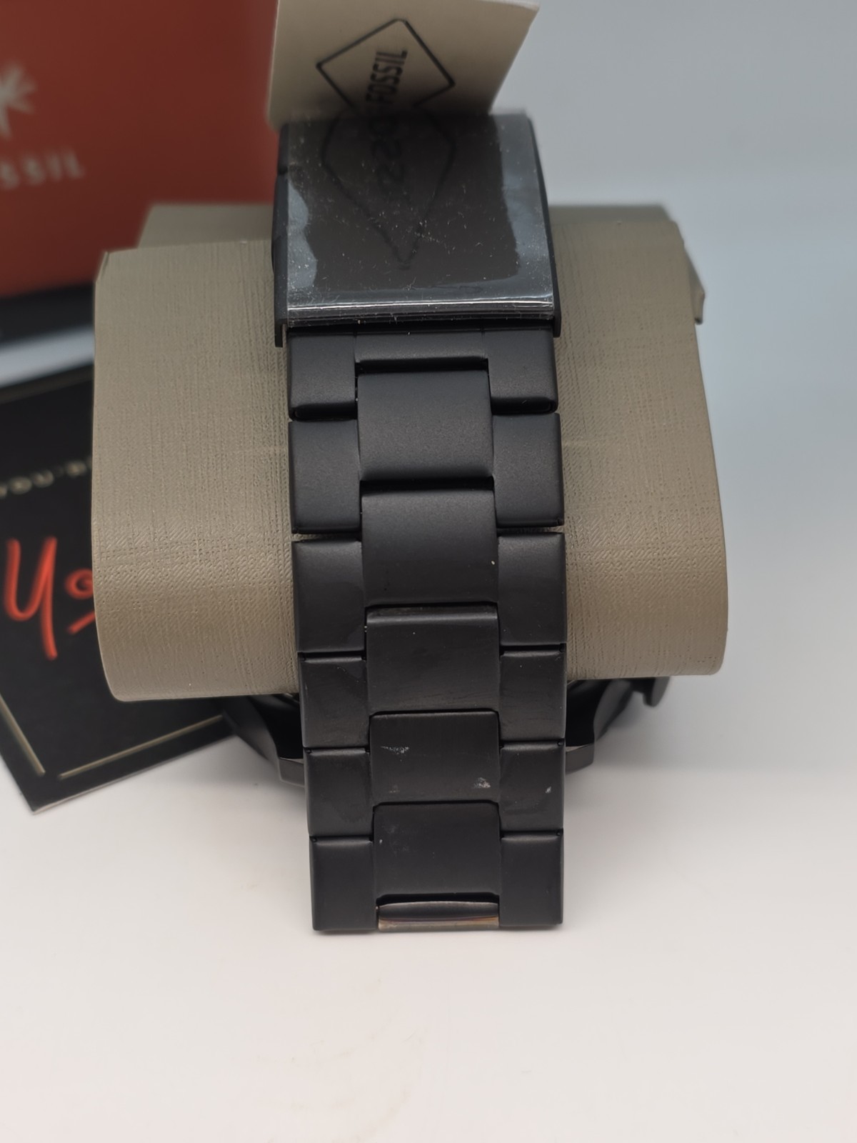 Fossil JR1401 Matte Black Stainless Chronograph Watch 10ATM 24mm Working Sleek