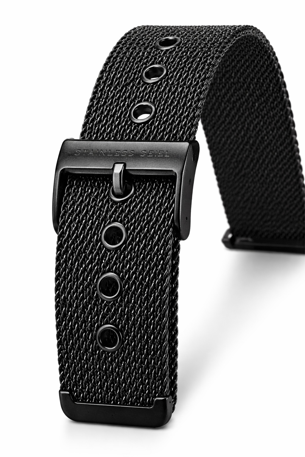 Men’s Black Stainless Steel Mesh Watch Blue Dial Minimalist Luxury Quartz Watch
