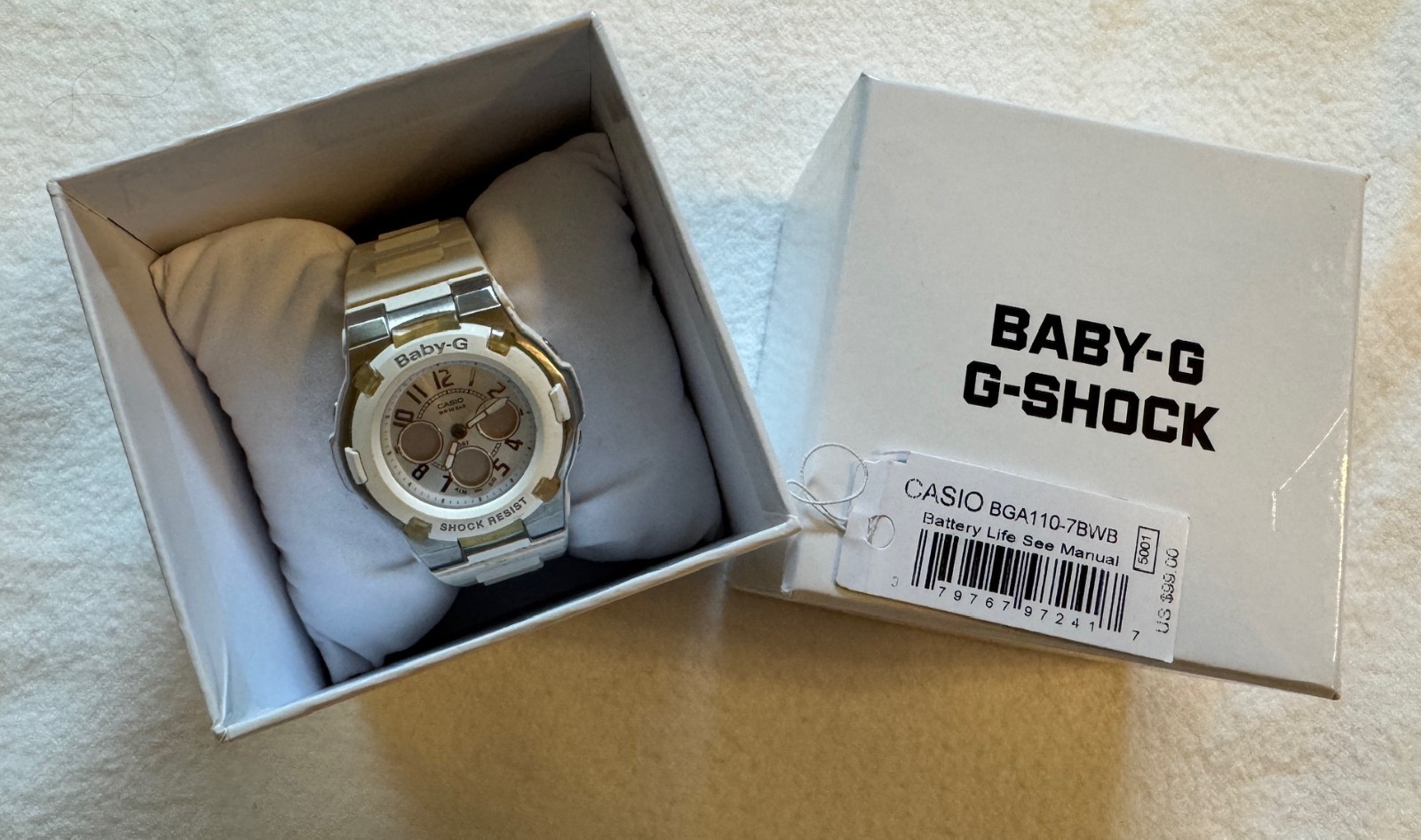 Pre-owned Baby-G Casio WR 10 BAR G-shock Women’s Watch. White.