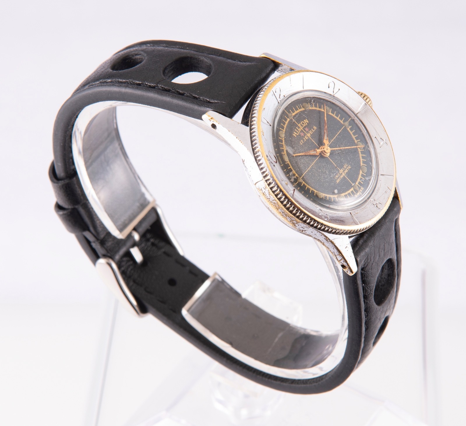 Vintage Men’s Hilton 2 Star 17 Jewels Watch Swiss Movement French Case Repair
