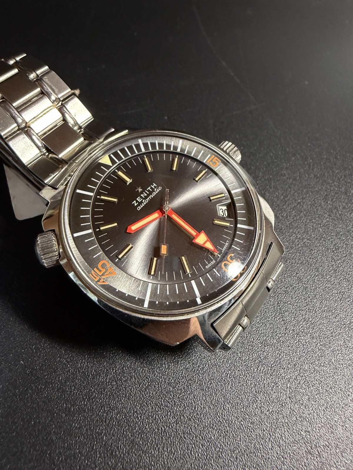 ZENITH Super Sub Sea A3635 Diver Automatic Gay Brothers Vintage 1970 Near NOS