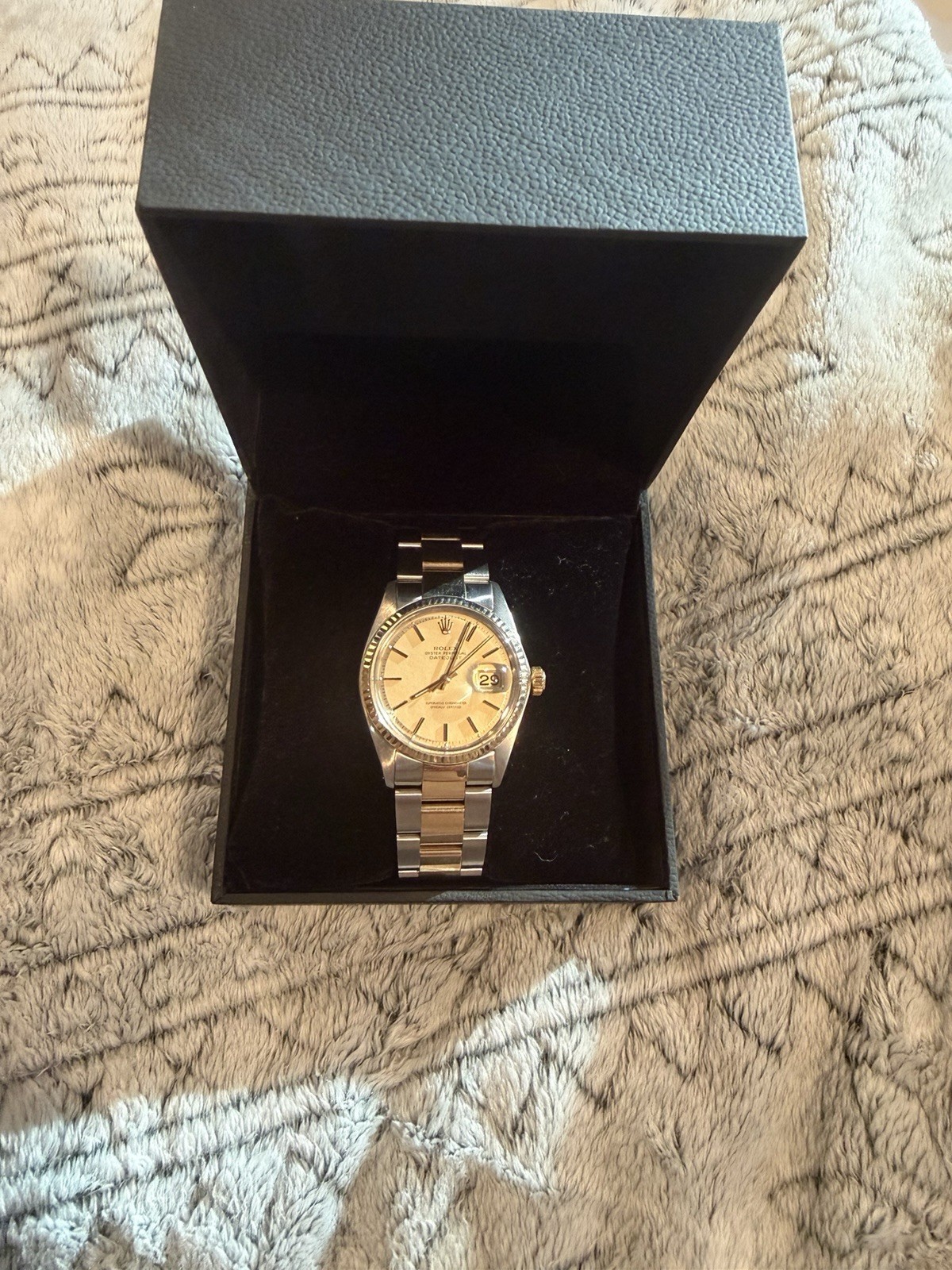 Mens Rolex Datejust 2Tone Stainless Steel Gold Watch Champagne Dial Vintage 1601