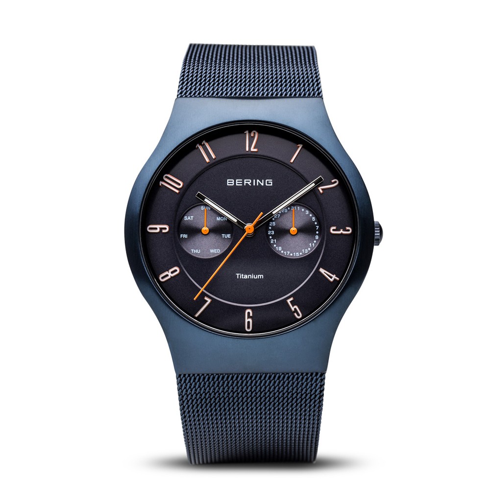 Bering Time Titanium Brushed Blue Case with Blue Strap Men’s Watch. 11939-393