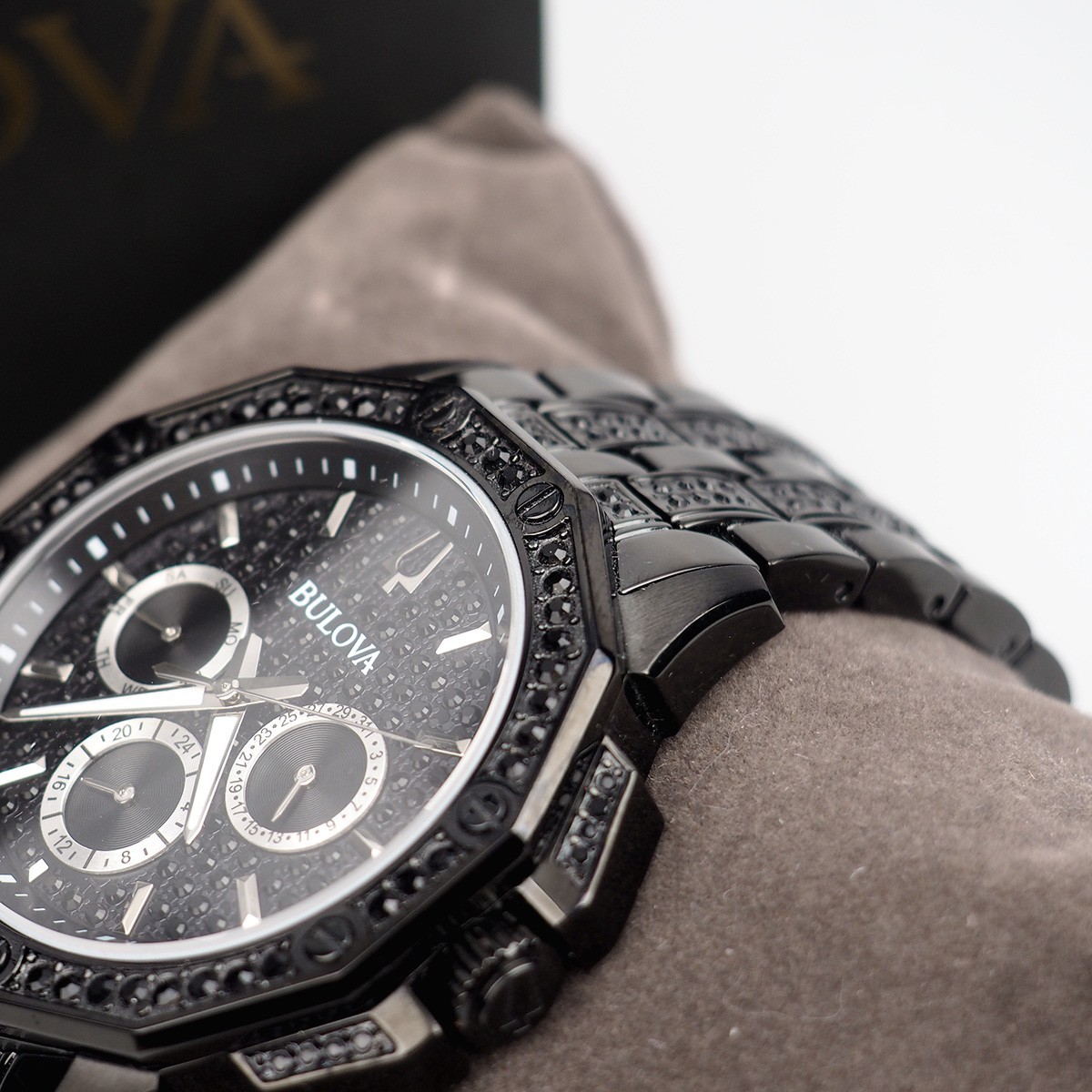 Bulova Octava Crystal 98C134 Black Stainless Steel Men’s Quartz Watch 41.5 mm