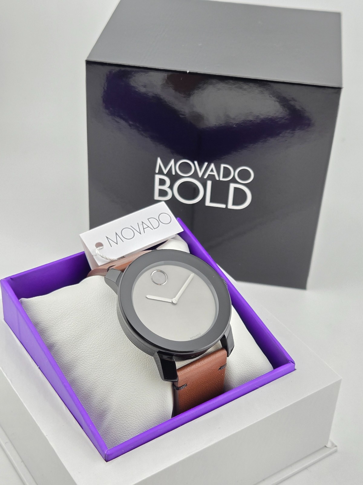 Movado Bold Gray Dial Brown Leather Band Men’s Watch – 3600442 ($395 MSRP)